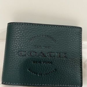 Mens Coach wallet green leather wallet